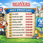 mot price list at redvers garage